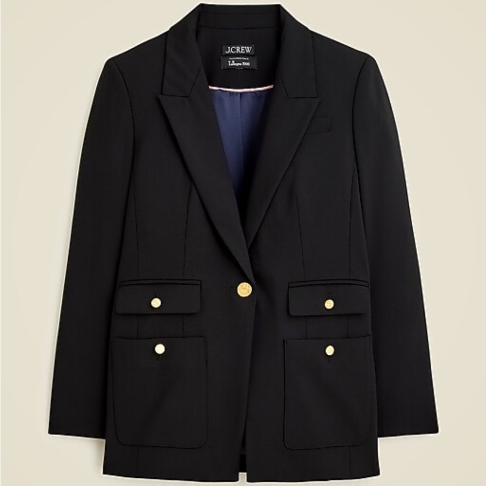 NWT J. Crew Vivienne Italian Bi-Stretch Wool Blazer in Black, Size 4 - Picture 2 of 14